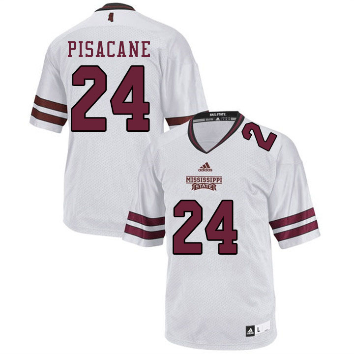 Men #24 Tristan Pisacane Mississippi State Bulldogs College Football Jerseys Sale-White - Click Image to Close